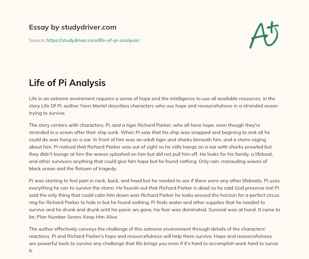 Life of Pi Analysis essay