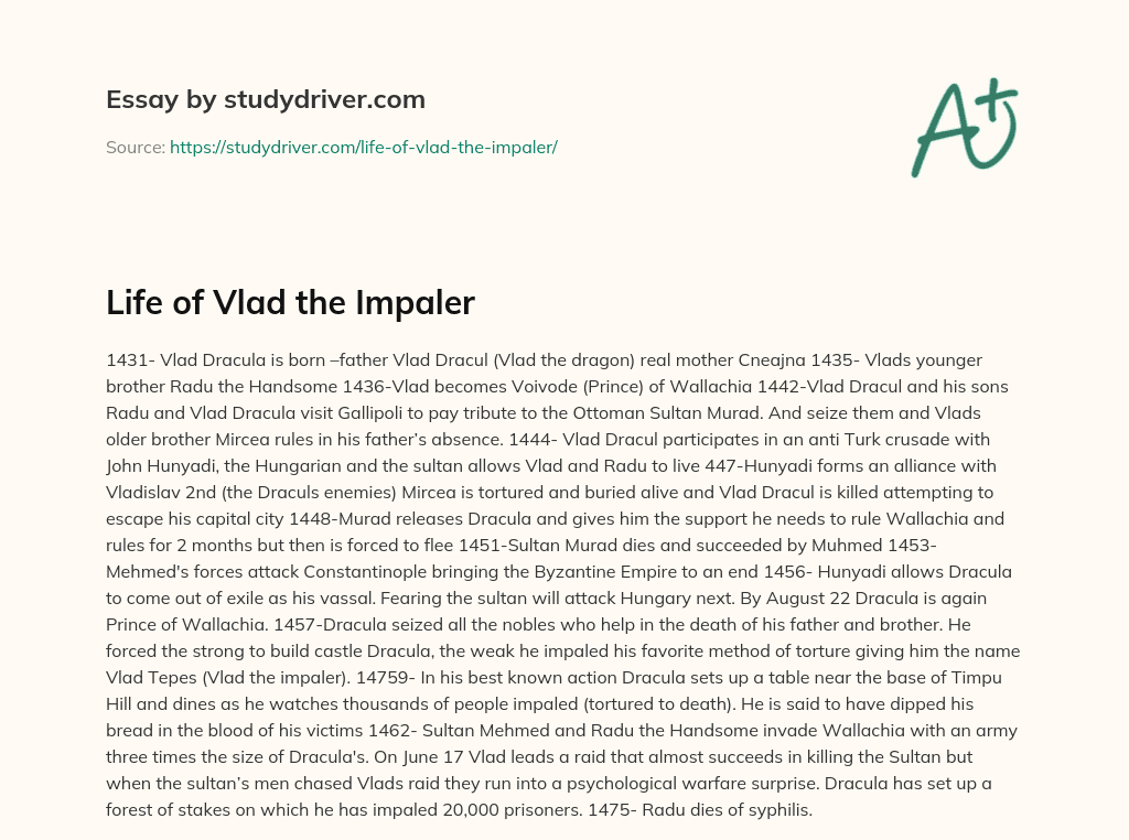 Life of Vlad the Impaler essay