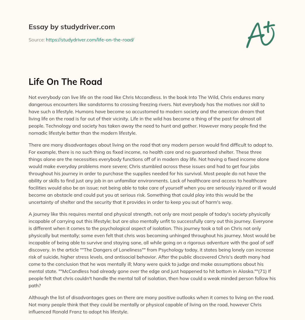 Life on the Road essay