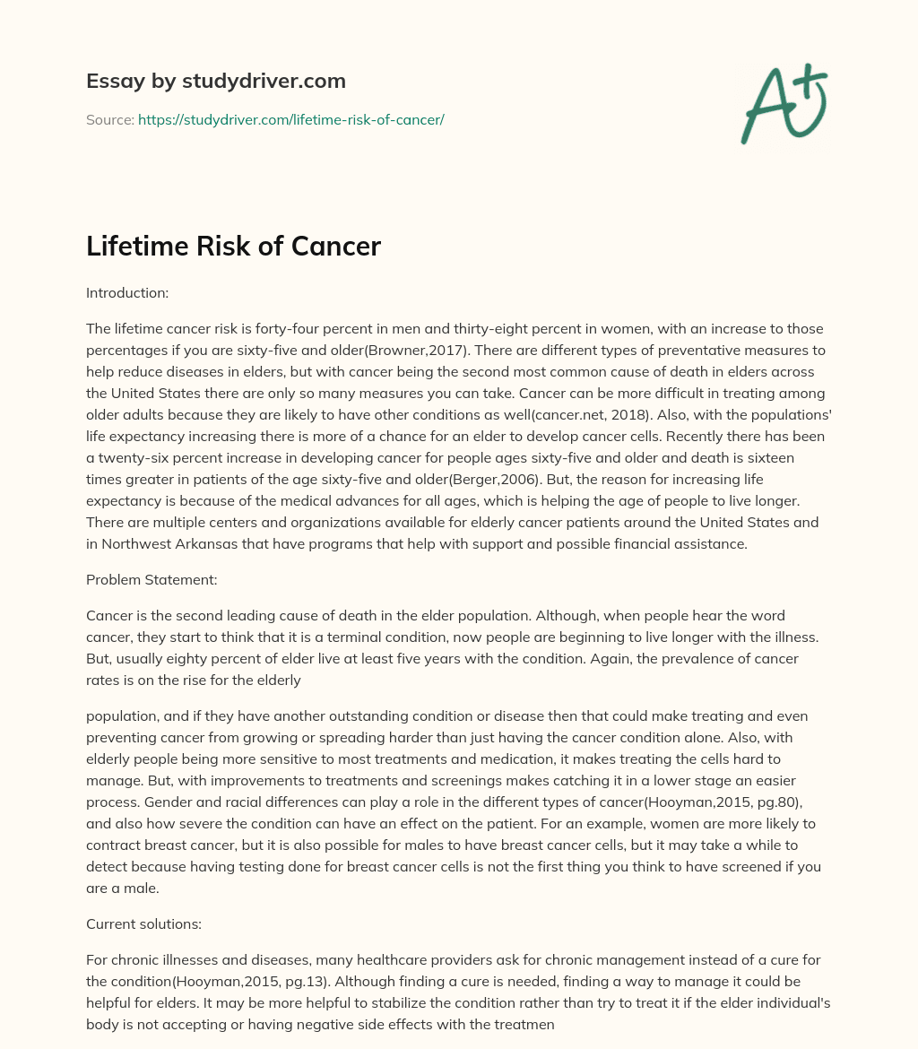 Lifetime Risk of Cancer essay