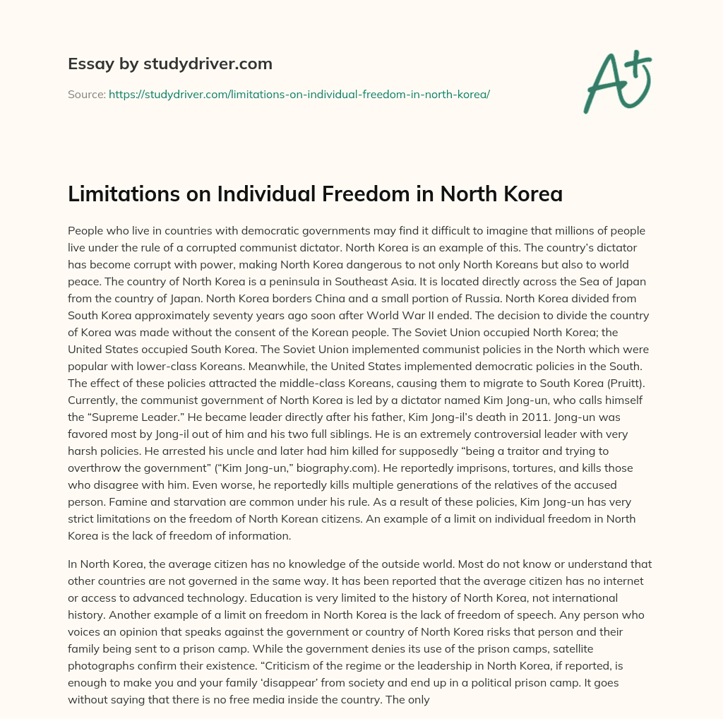 Limitations on Individual Freedom in North Korea essay