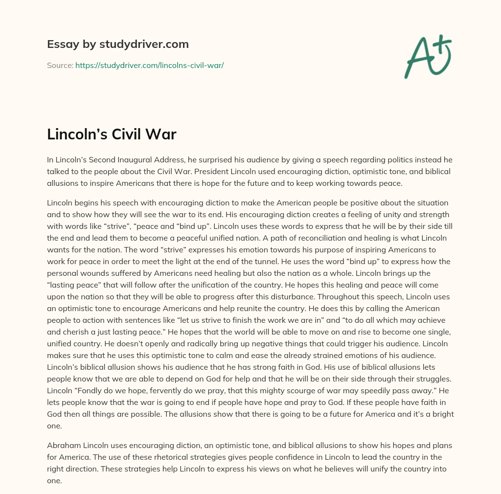 Lincoln’s Civil War essay