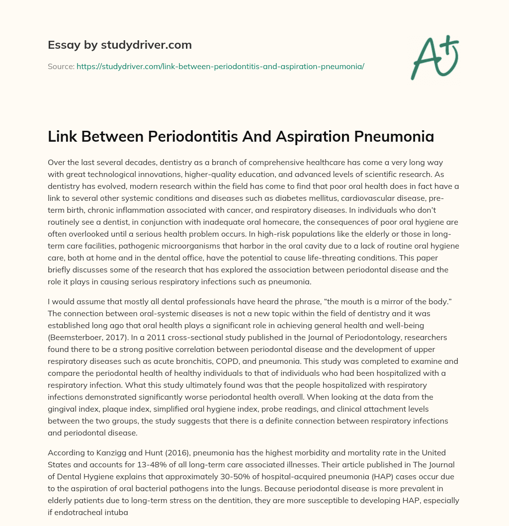 Link between Periodontitis and Aspiration Pneumonia essay