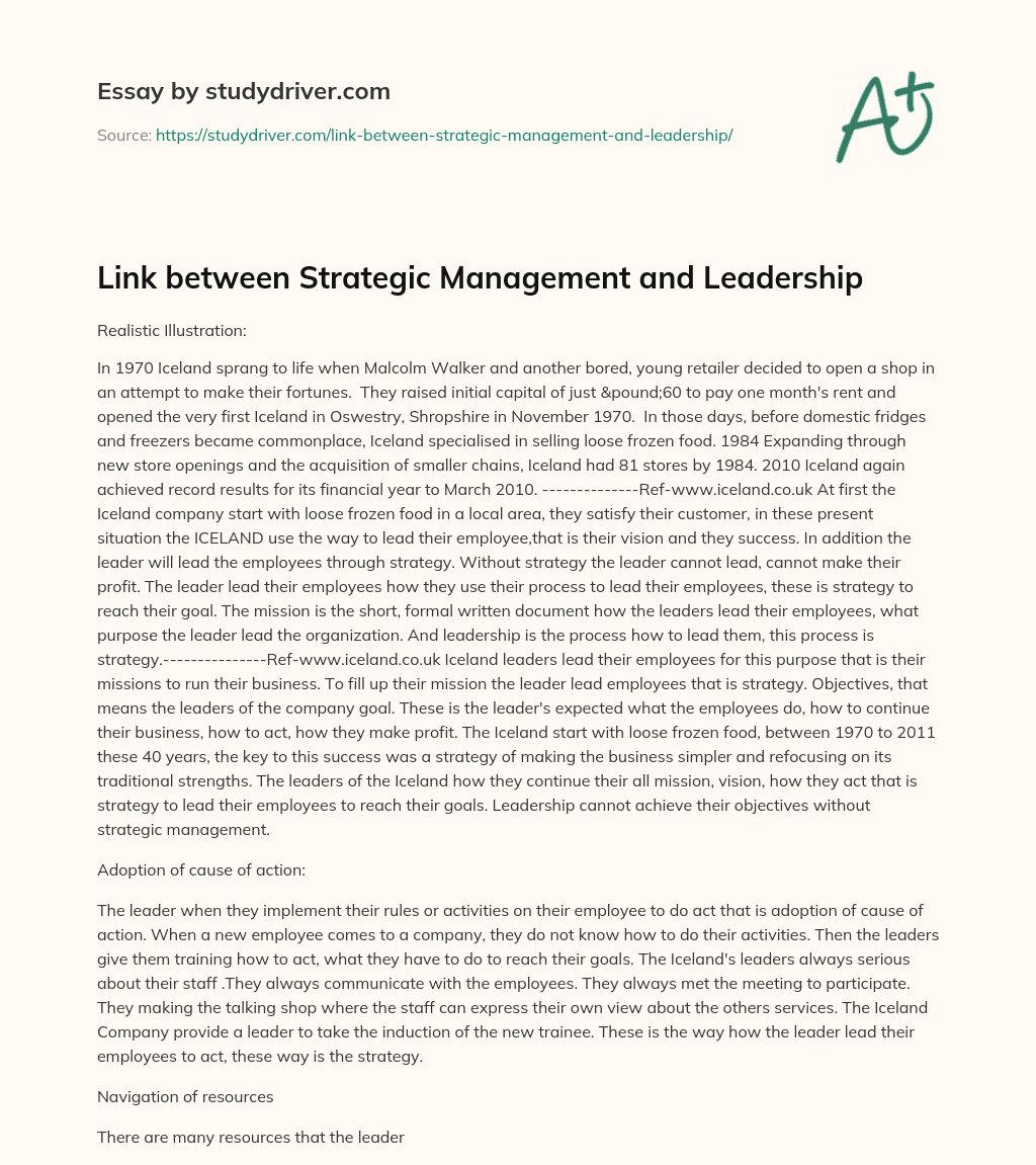 Link between Strategic Management and Leadership essay