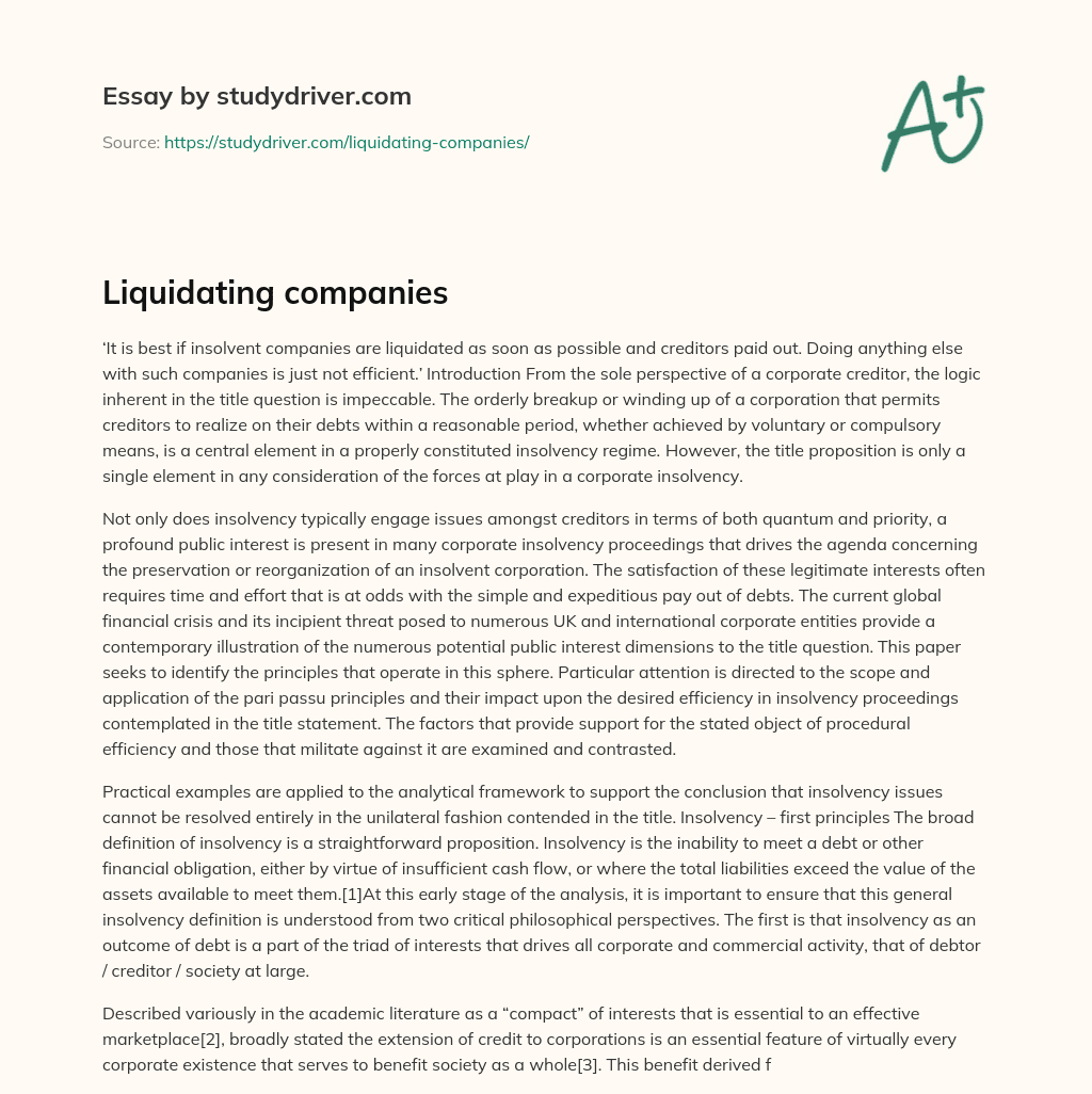 Liquidating Companies essay