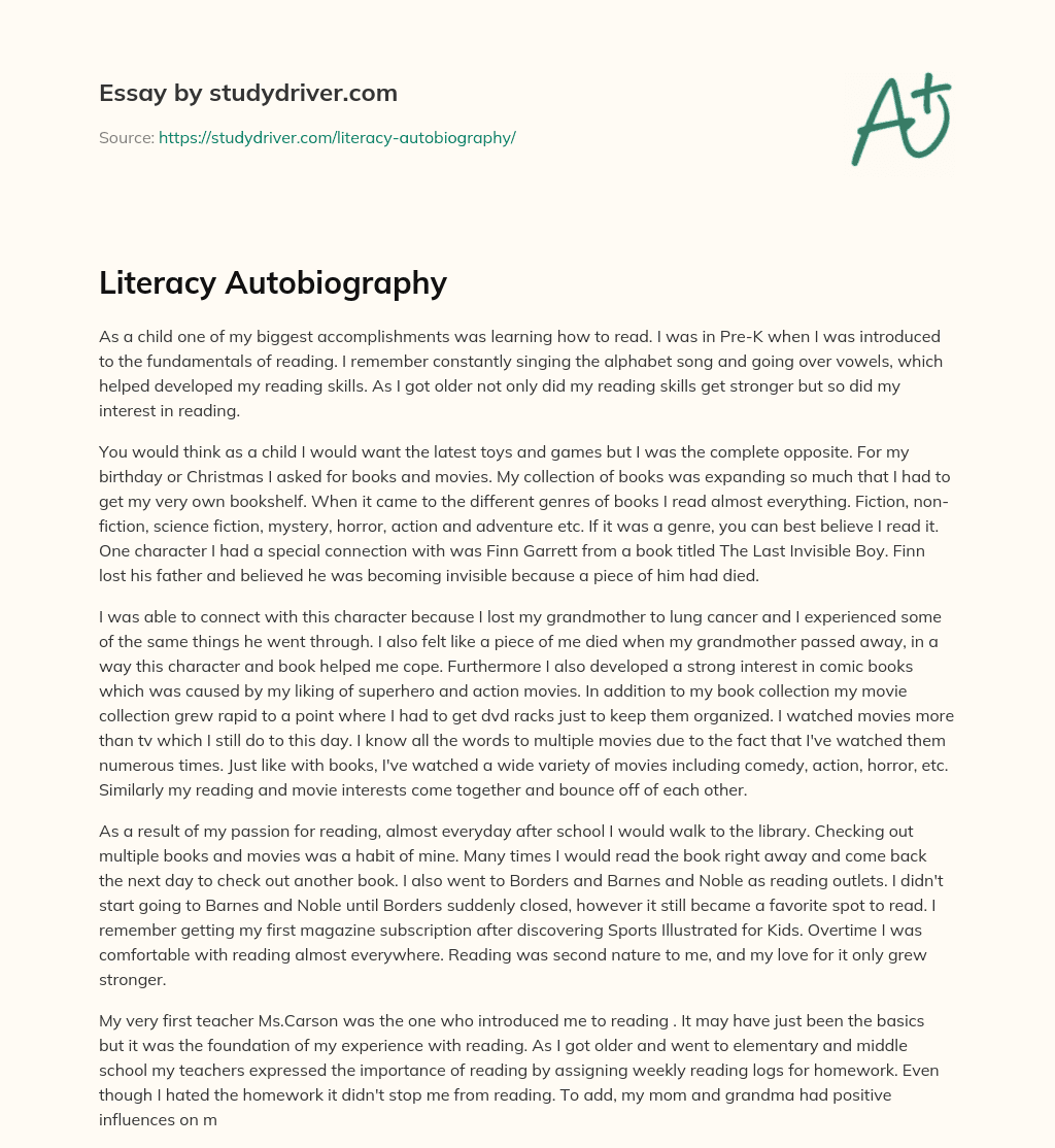 Literacy Autobiography essay