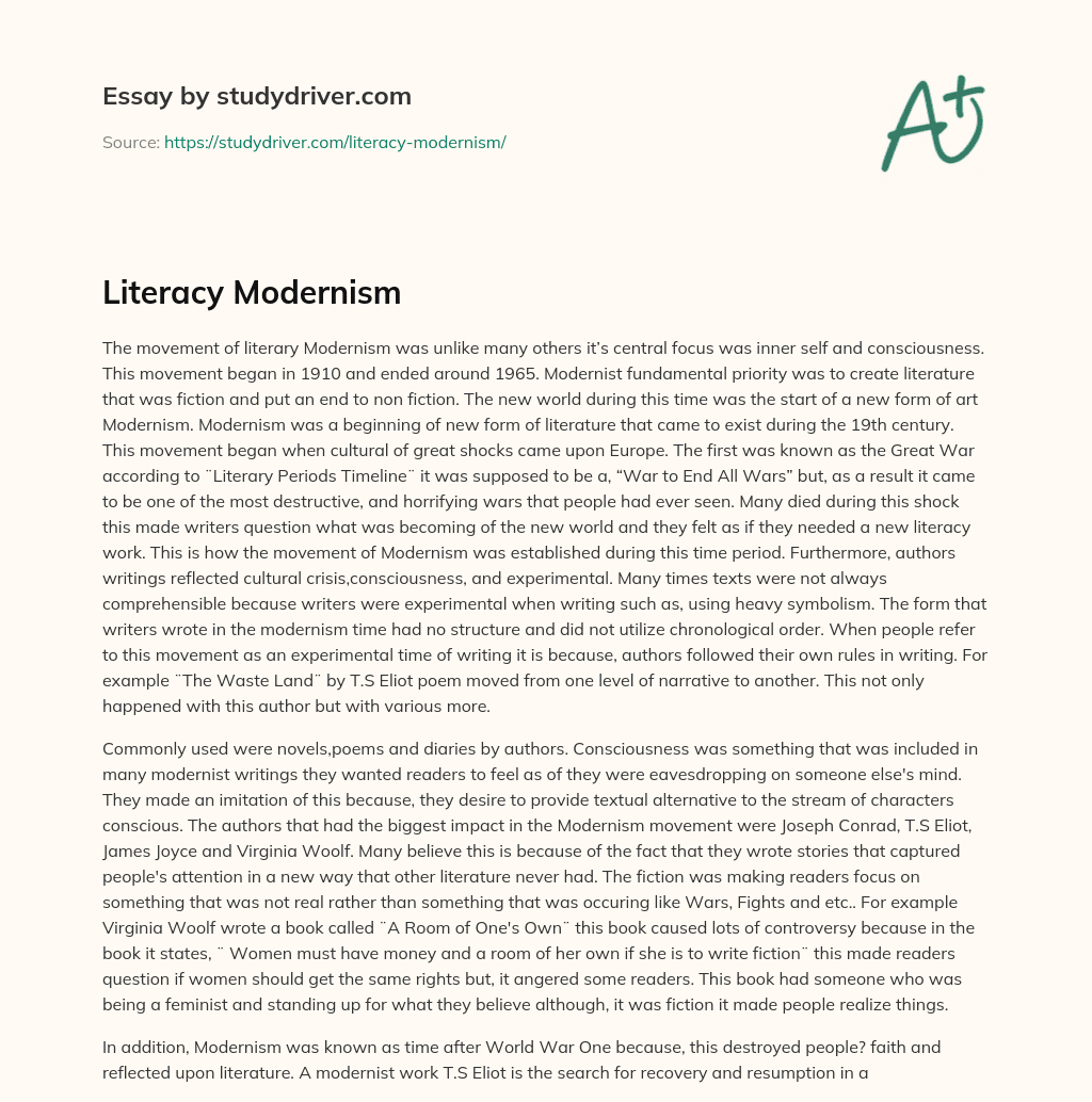 Literacy Modernism essay