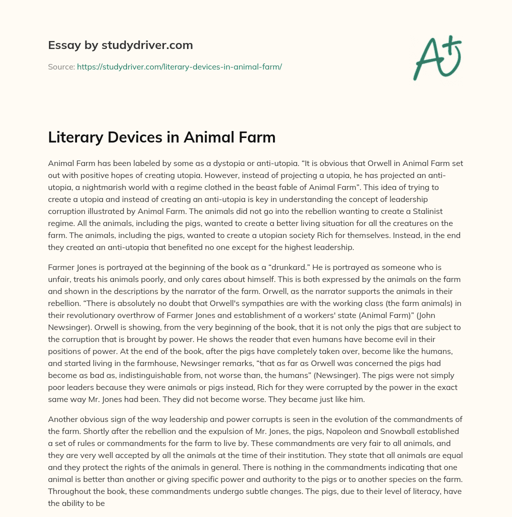 Animal Farm Literary Devices Pdf