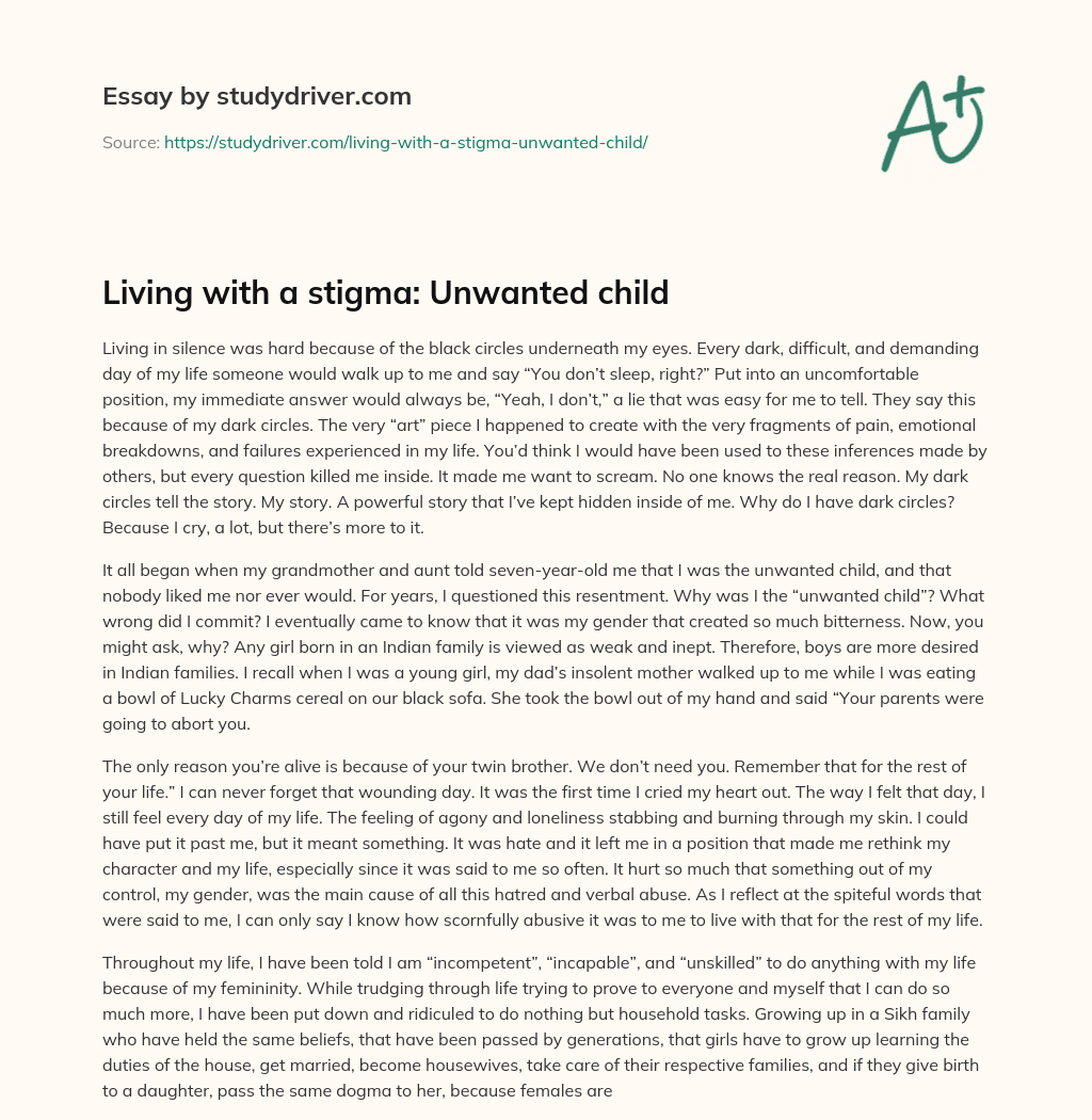 Living with a Stigma: Unwanted Child essay