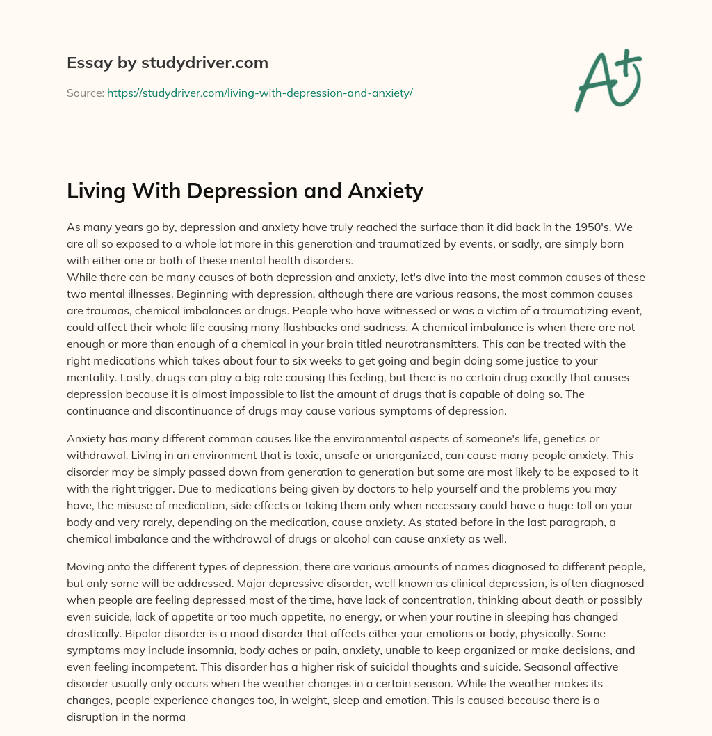 Living with Depression and Anxiety essay