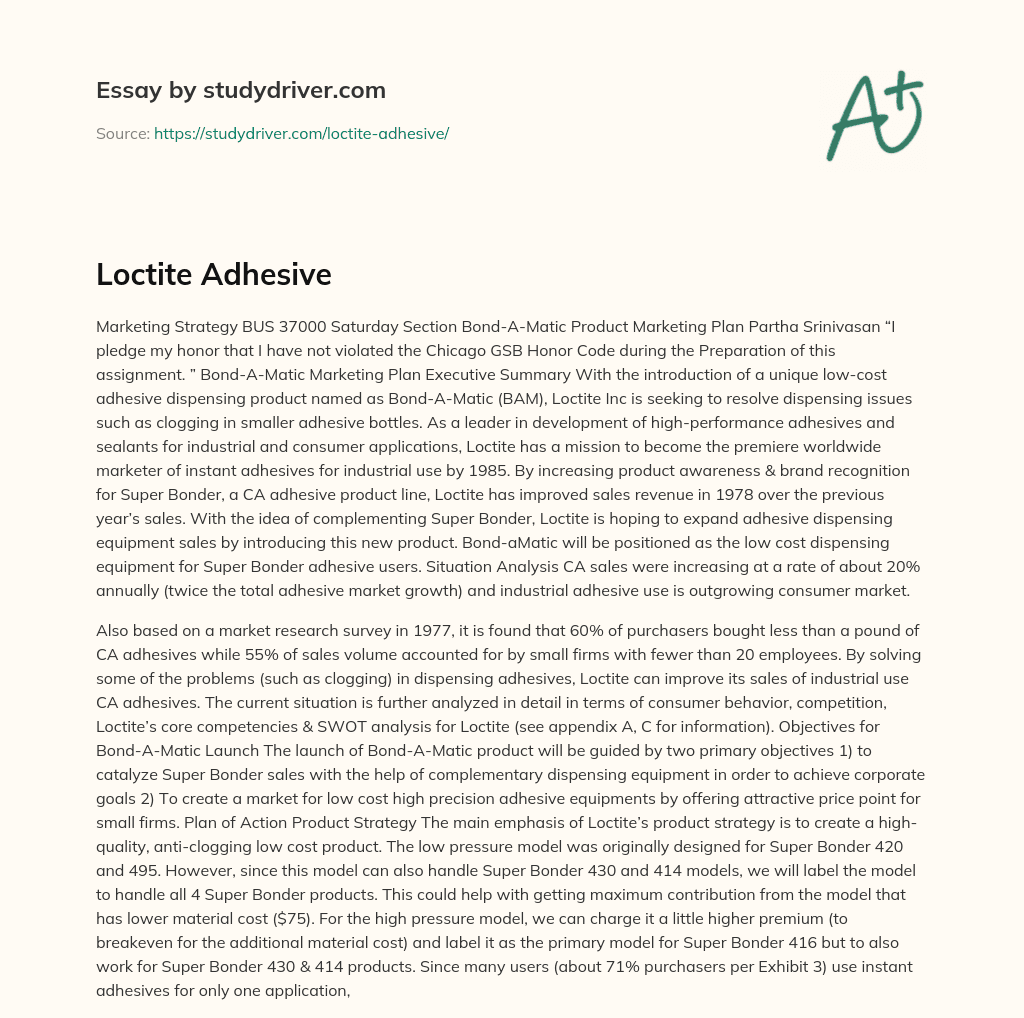 Loctite Adhesive essay