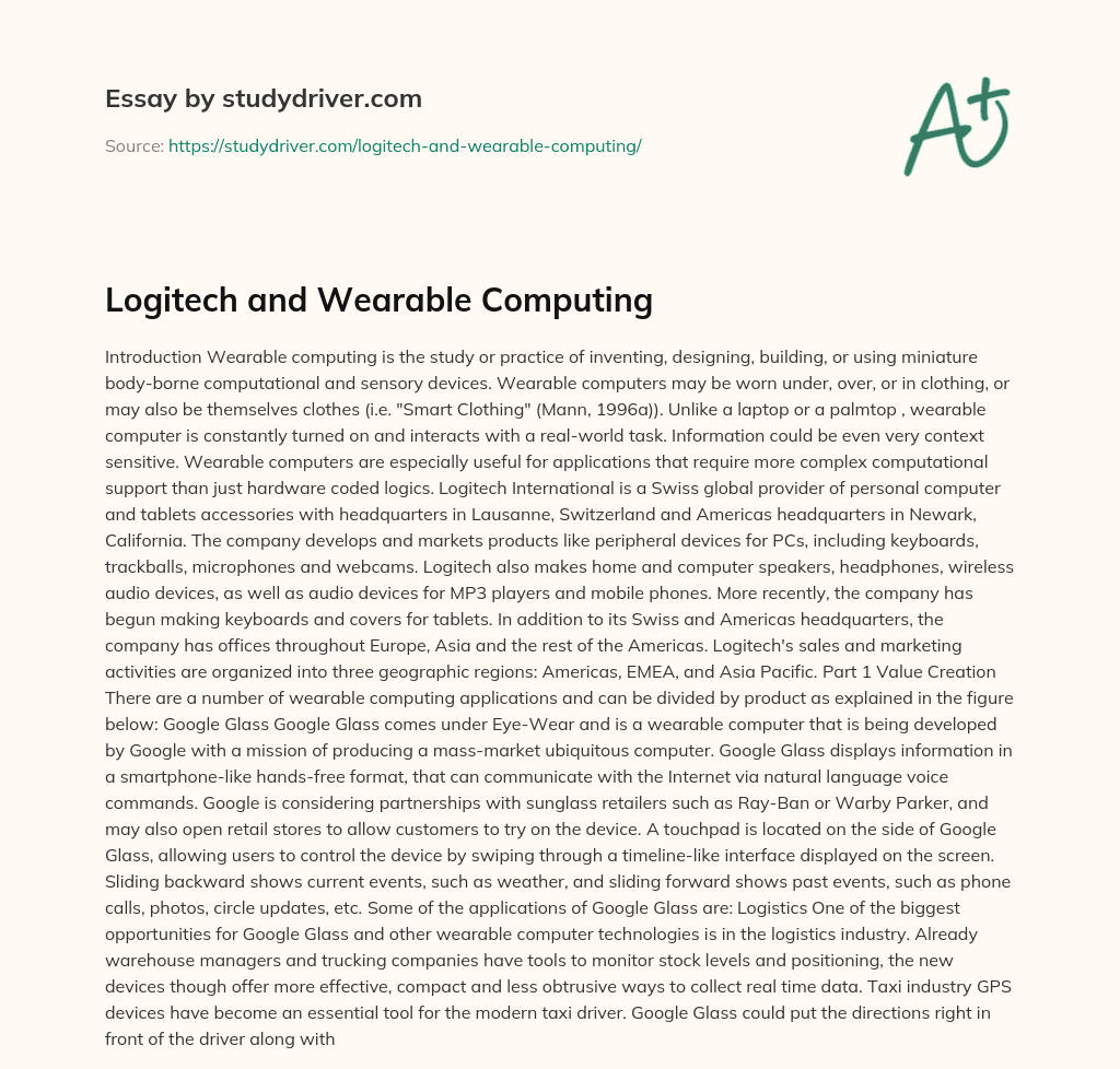Logitech and Wearable Computing essay