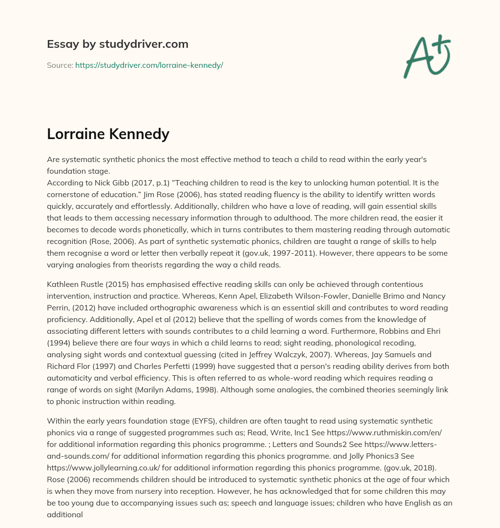 Lorraine Kennedy essay
