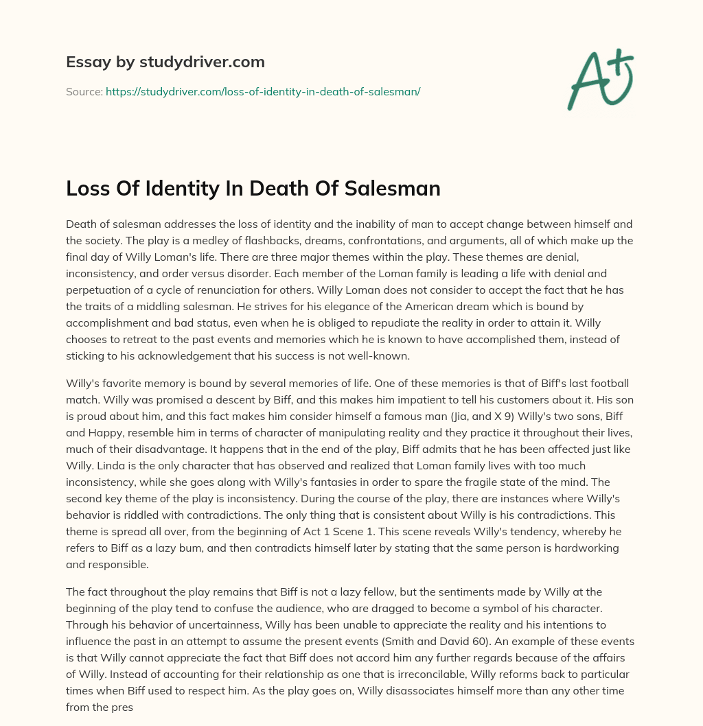 Loss of Identity in Death of Salesman essay