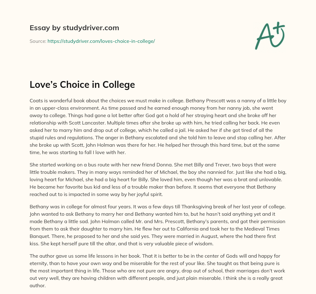 Love’s Choice in College essay