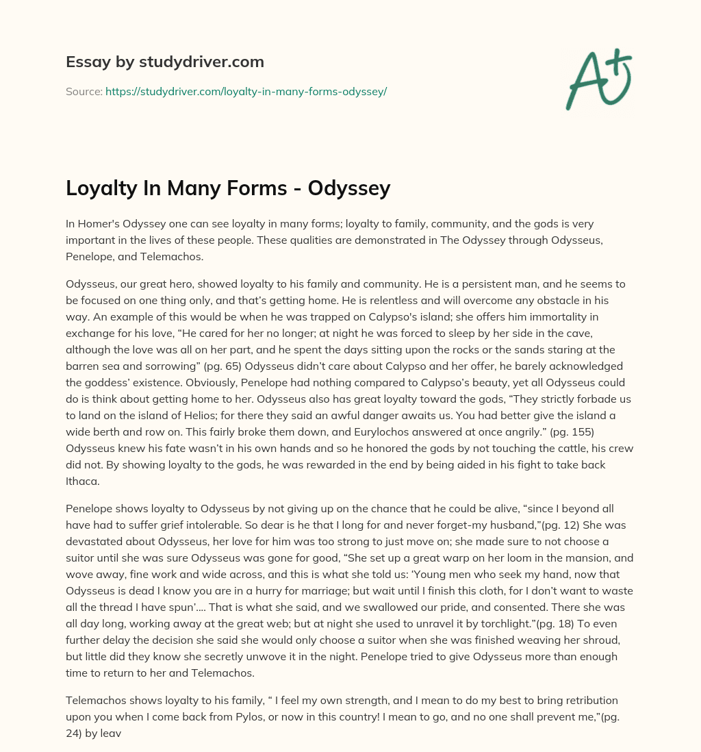 Loyalty in Many Forms – Odyssey essay