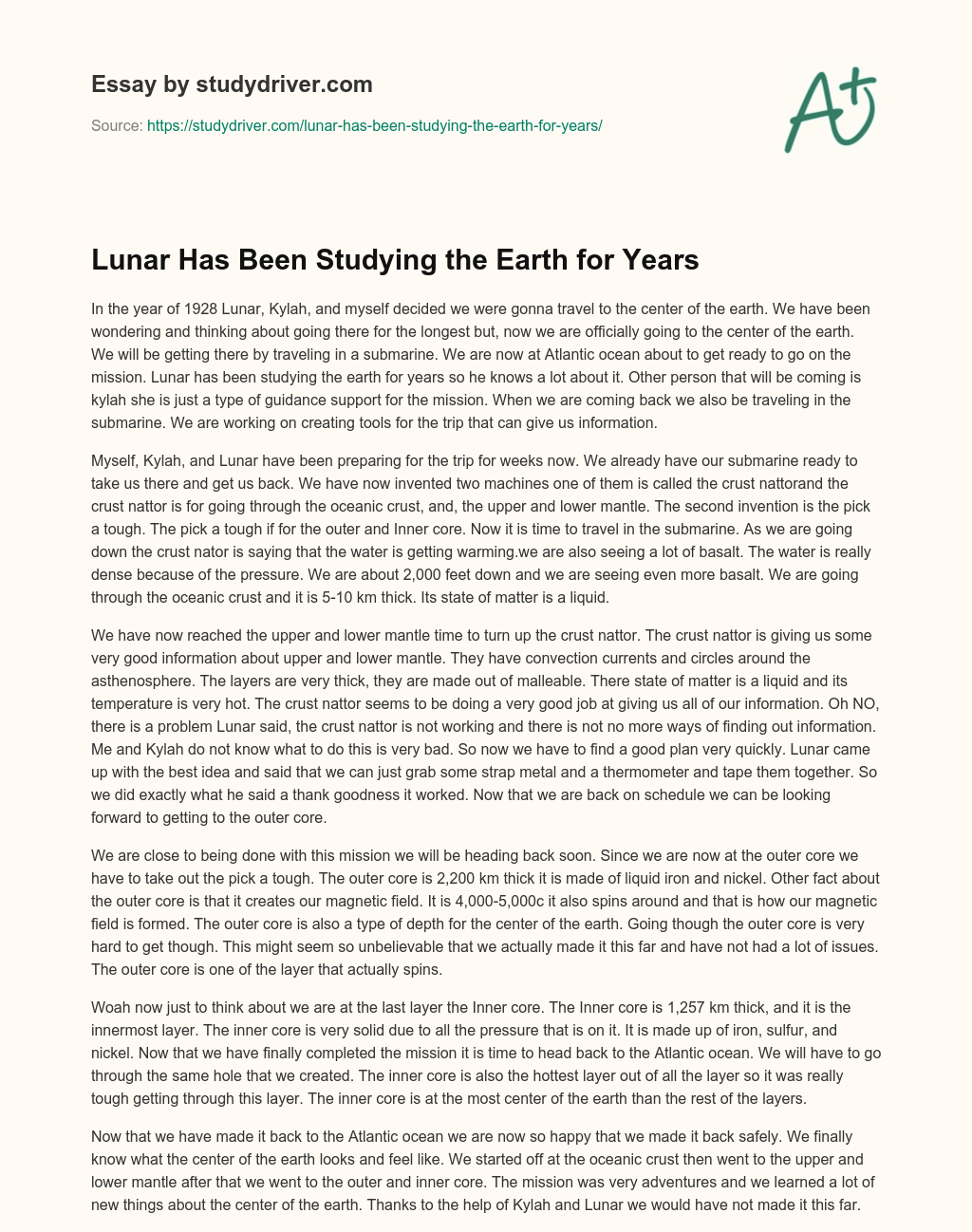 Lunar has been Studying the Earth for Years essay