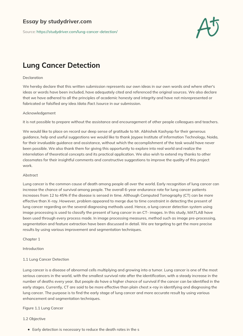 Lung Cancer Detection essay