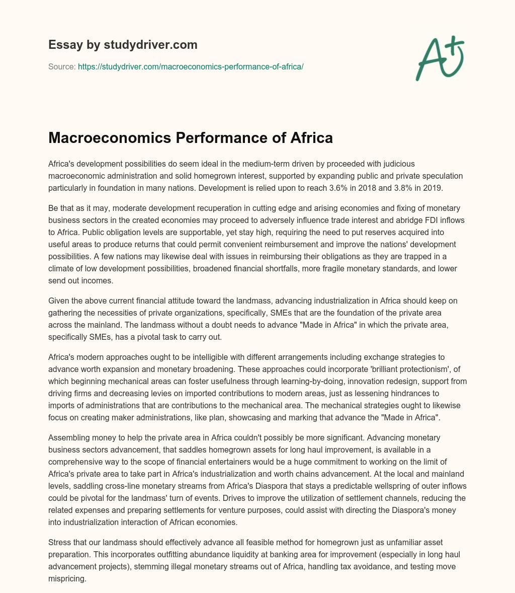 Macroeconomics Performance of Africa essay