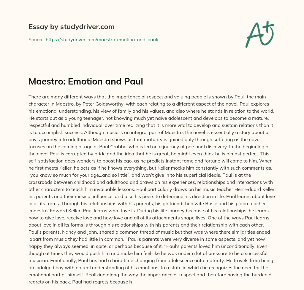 Maestro: Emotion and Paul essay