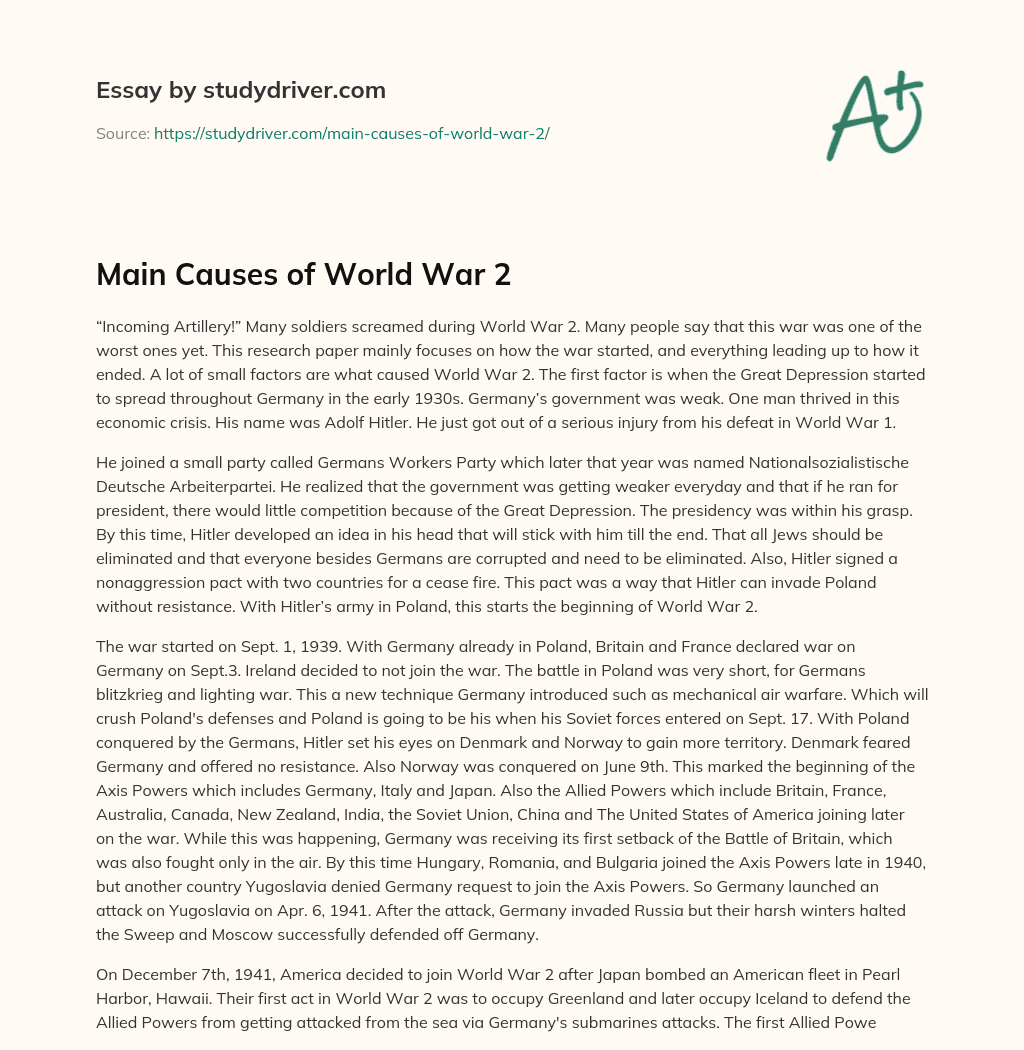 Main Causes of World War 2 essay