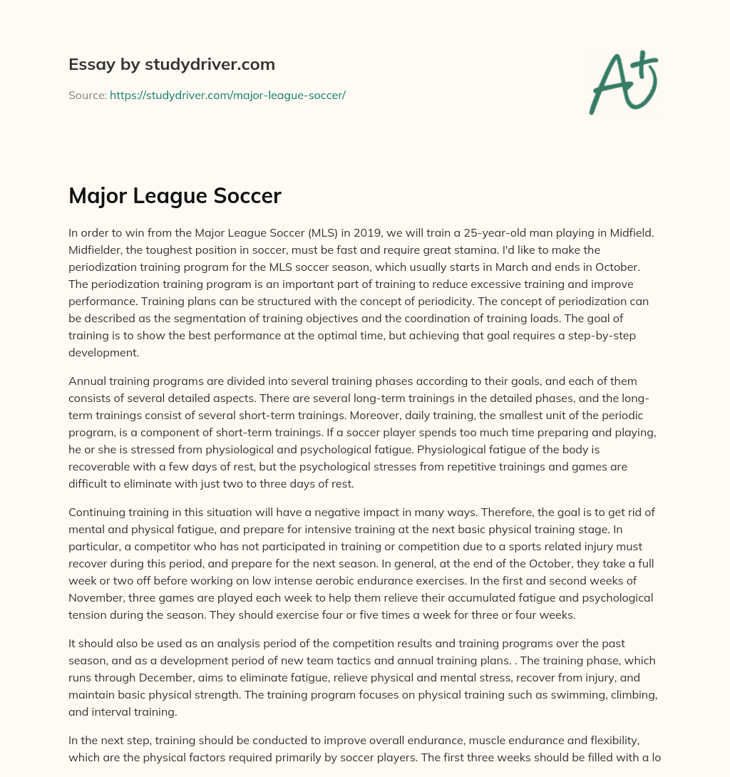 Major League Soccer essay