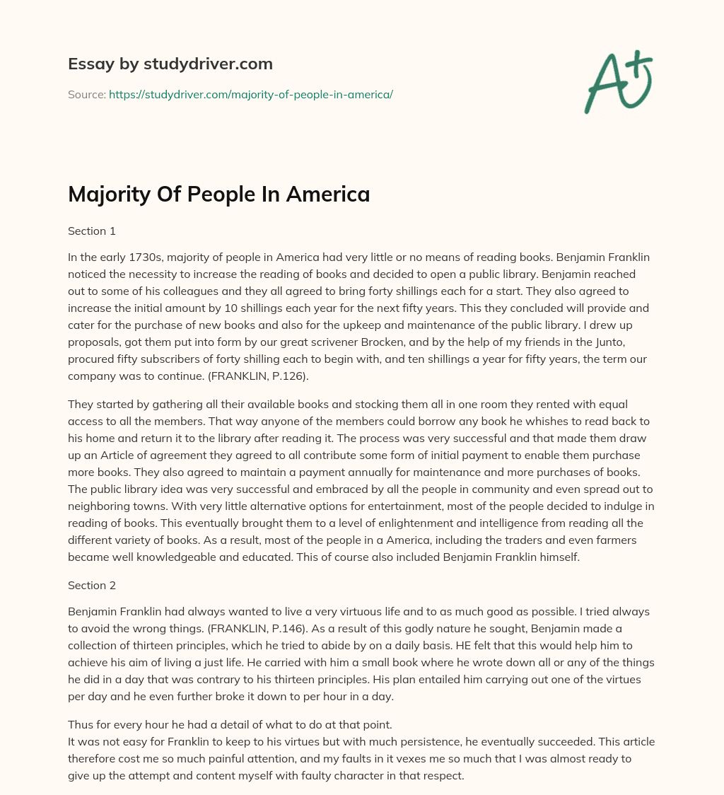 Majority of People in America essay