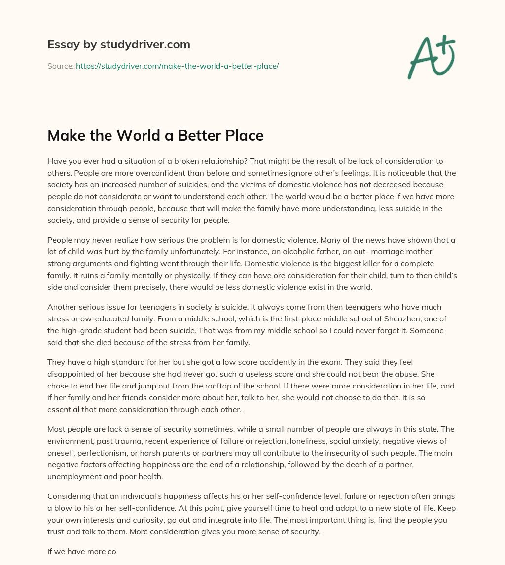 Make the World a Better Place essay