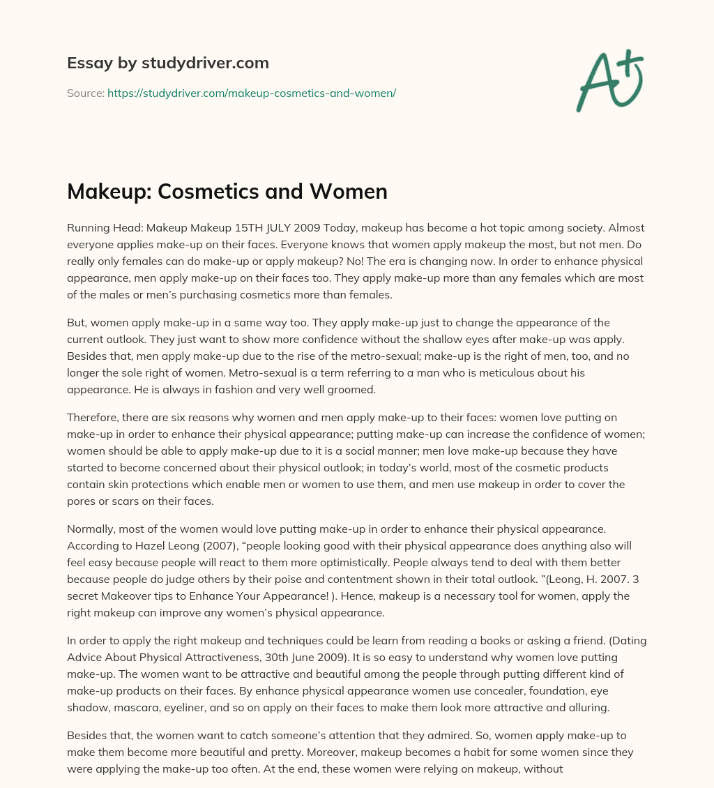 Makeup: Cosmetics and Women essay