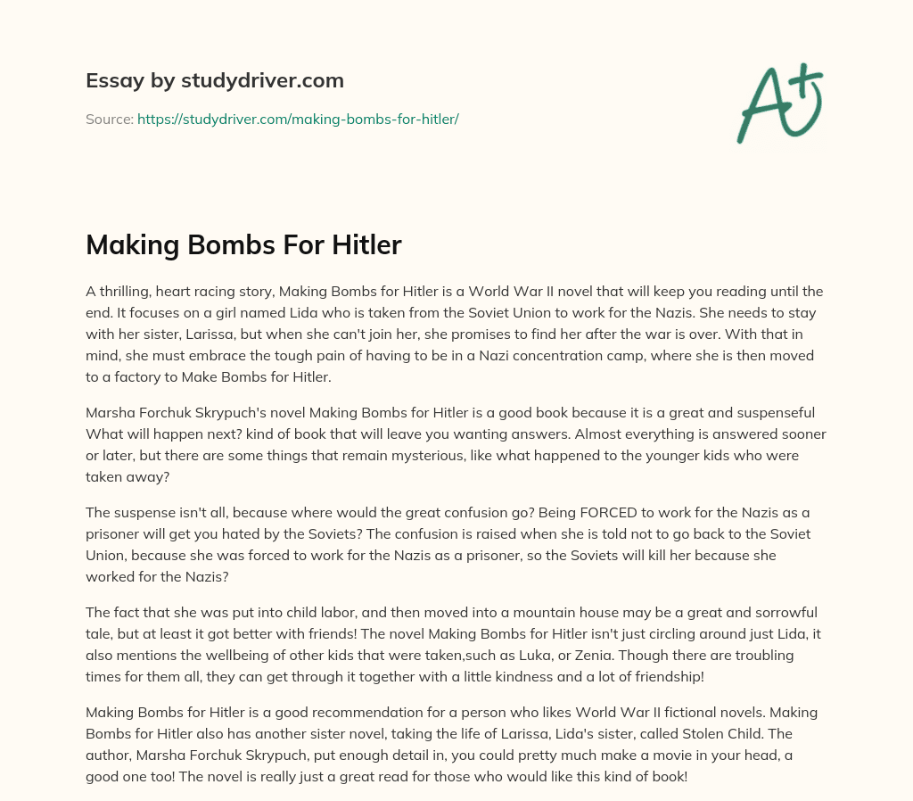 Making Bombs for Hitler essay