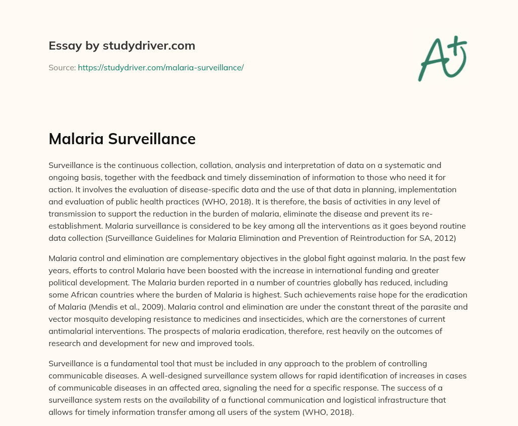 Malaria Surveillance essay