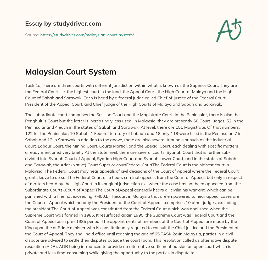 Malaysian Court System essay