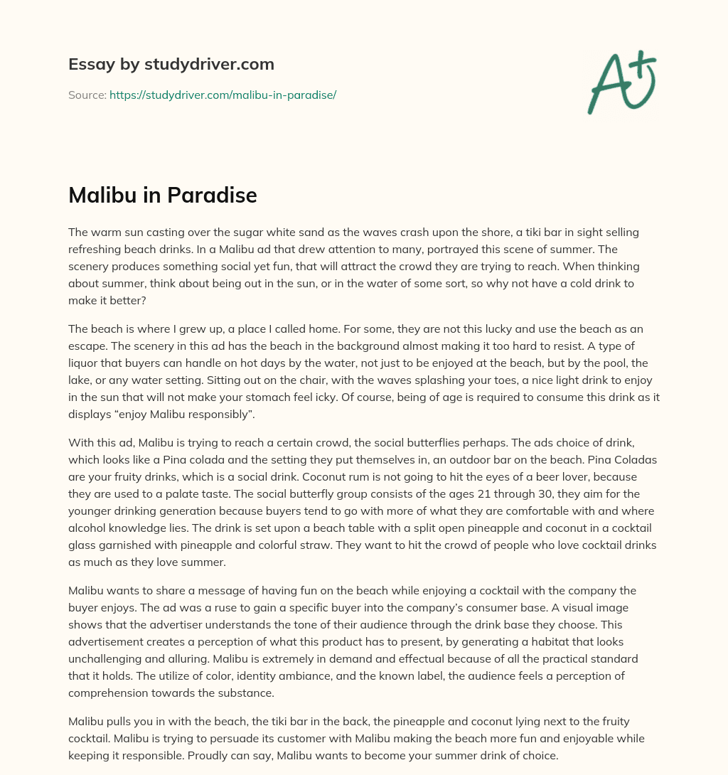 Malibu in Paradise essay