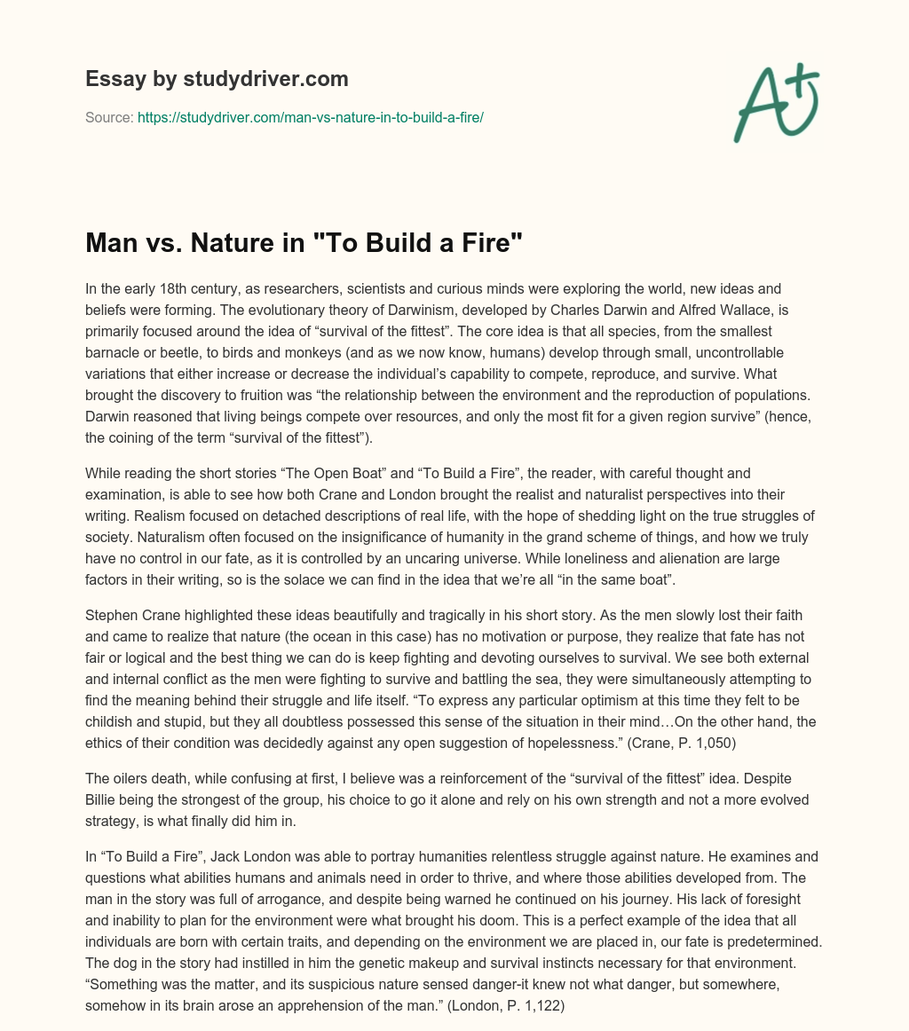 to build a fire man vs nature essay