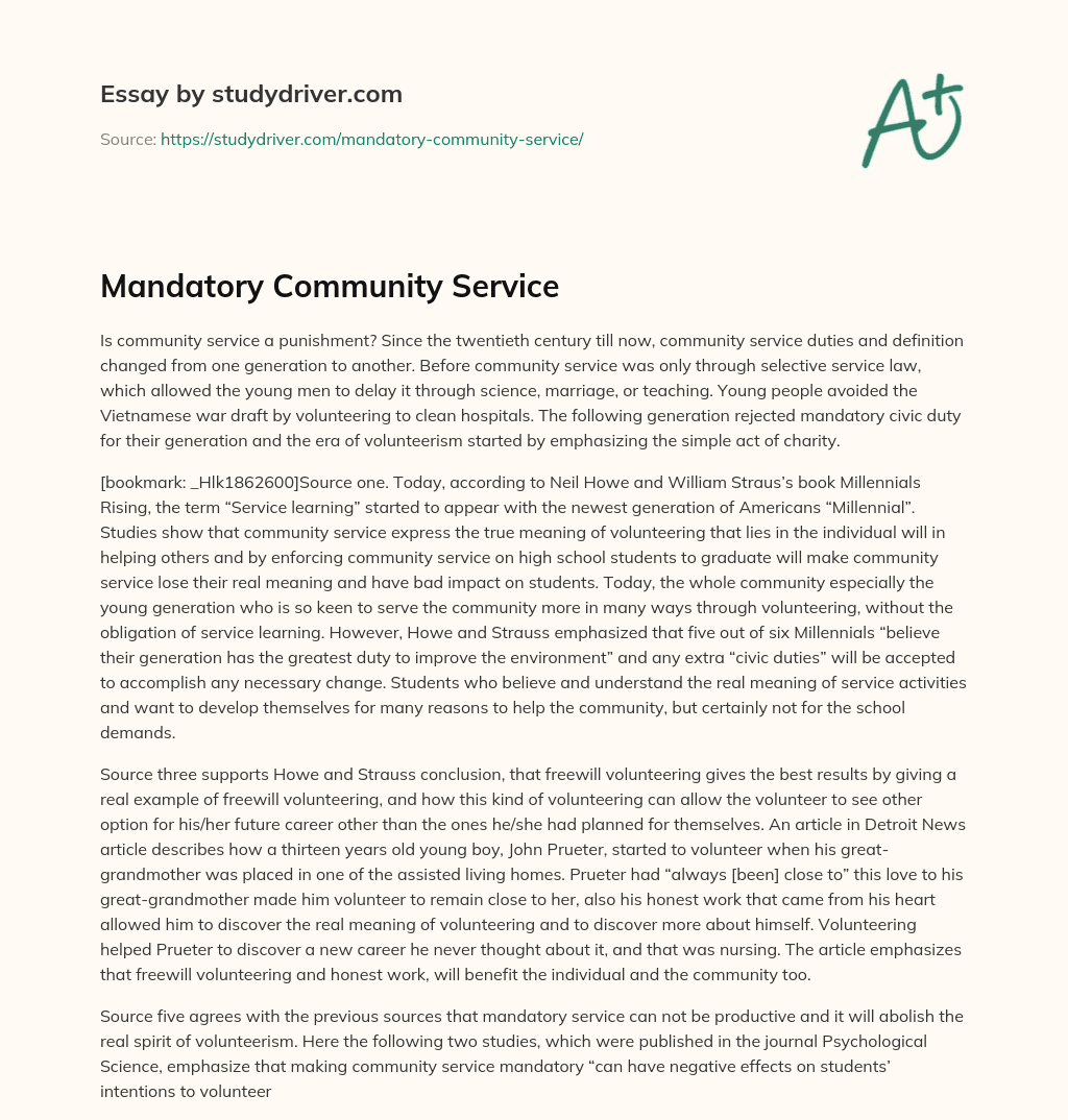 Mandatory Community Service essay