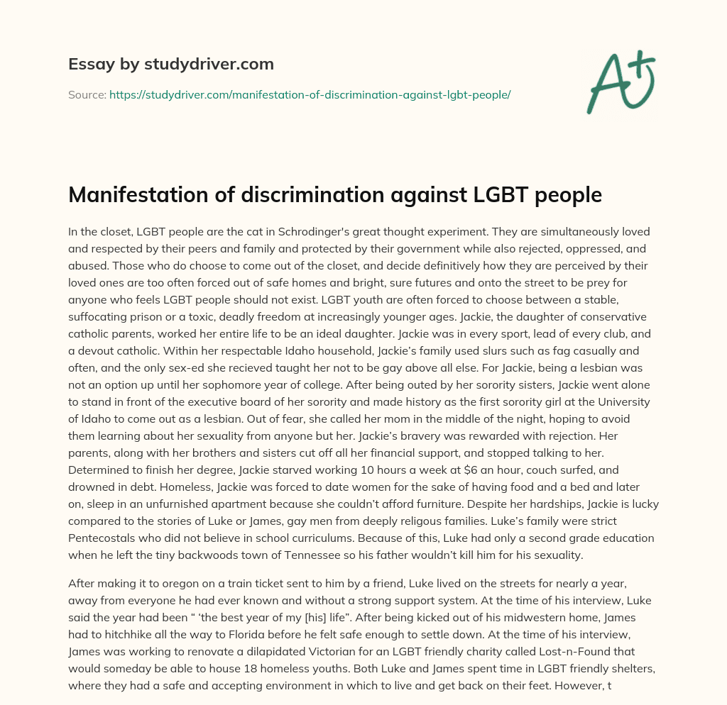 Manifestation of Discrimination against LGBT People essay