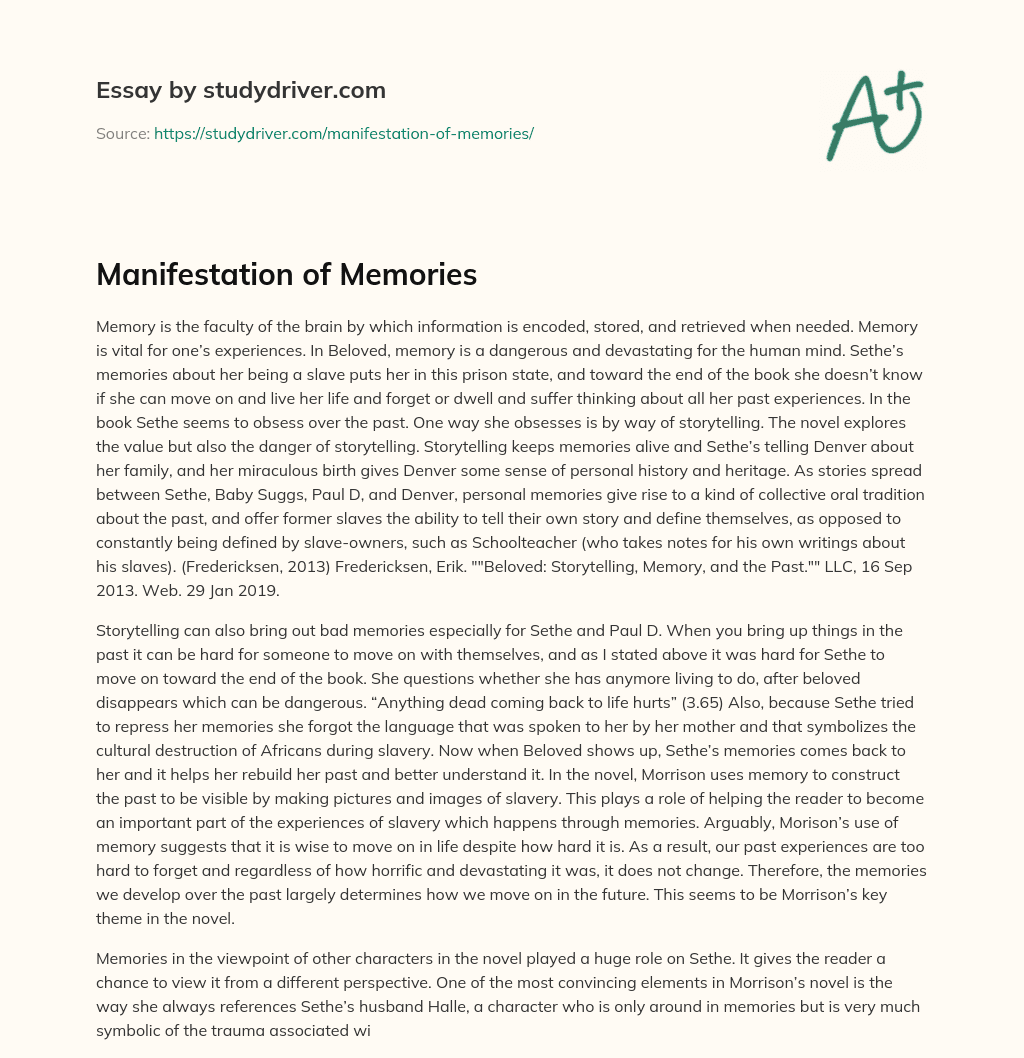 Manifestation of Memories essay