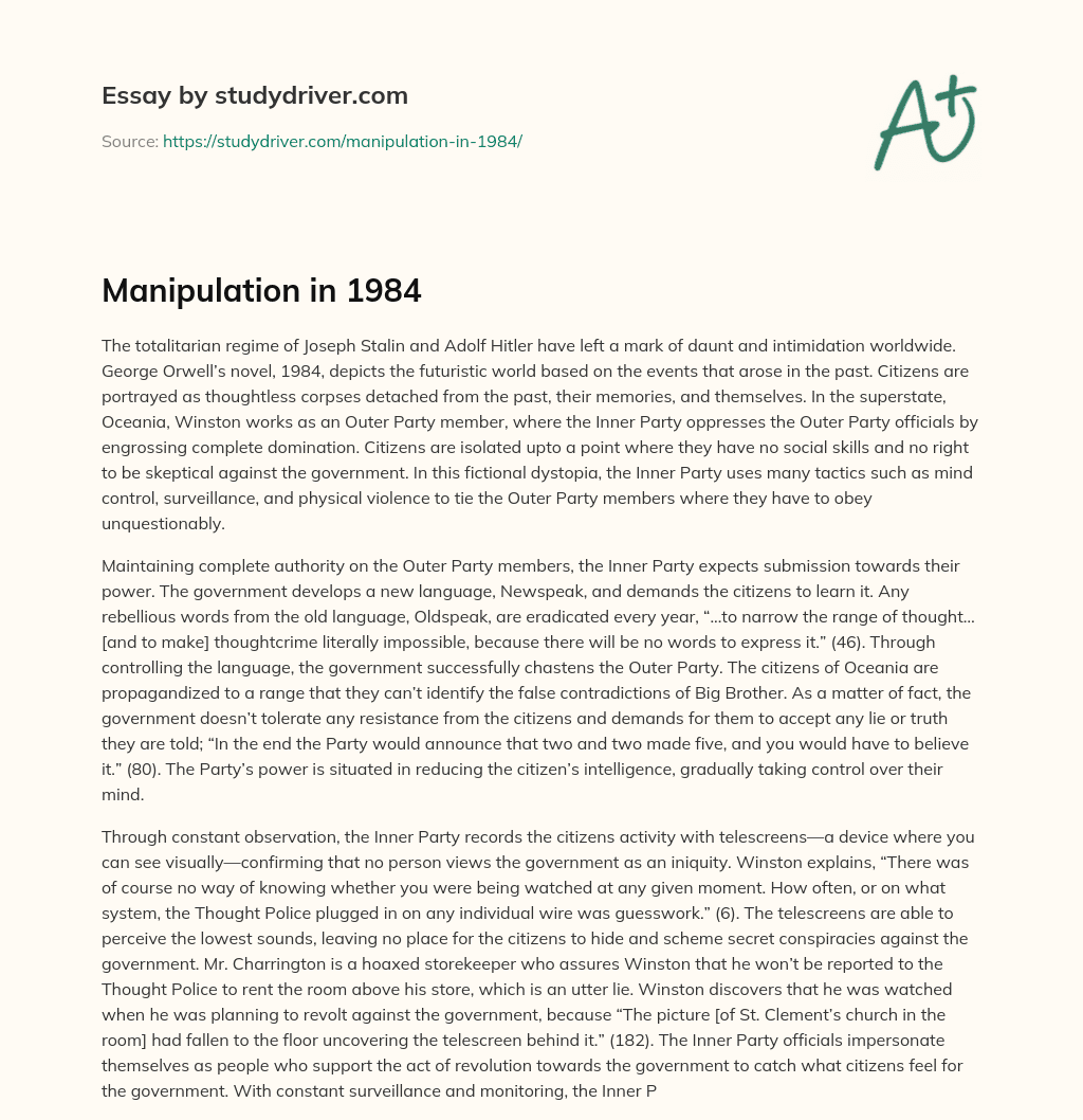 psychological manipulation in 1984 essay