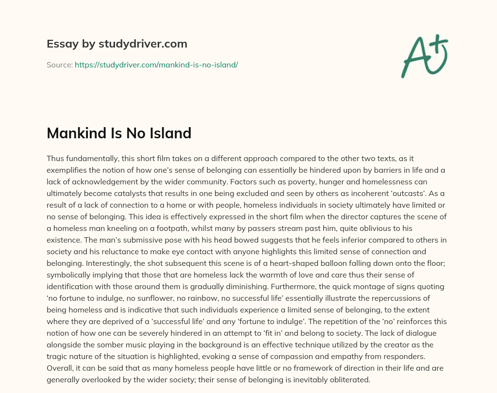 Mankind is no Island essay