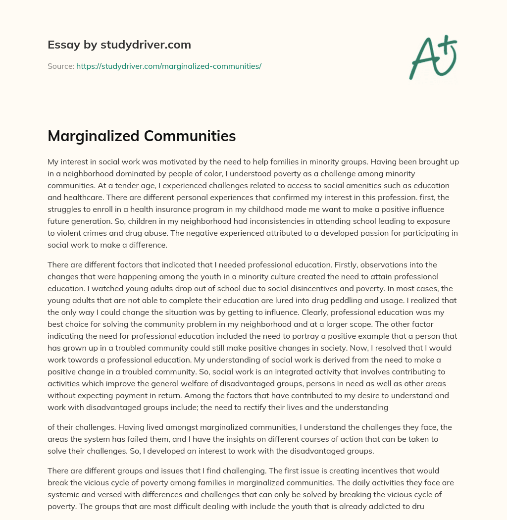 Marginalized Communities essay