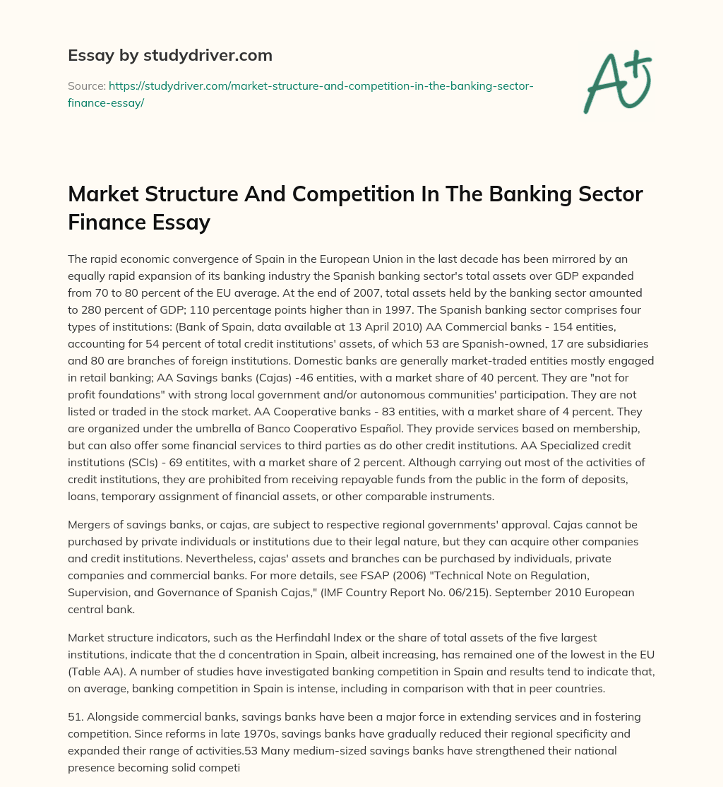 Market Structure and Competition in the Banking Sector Finance Essay essay