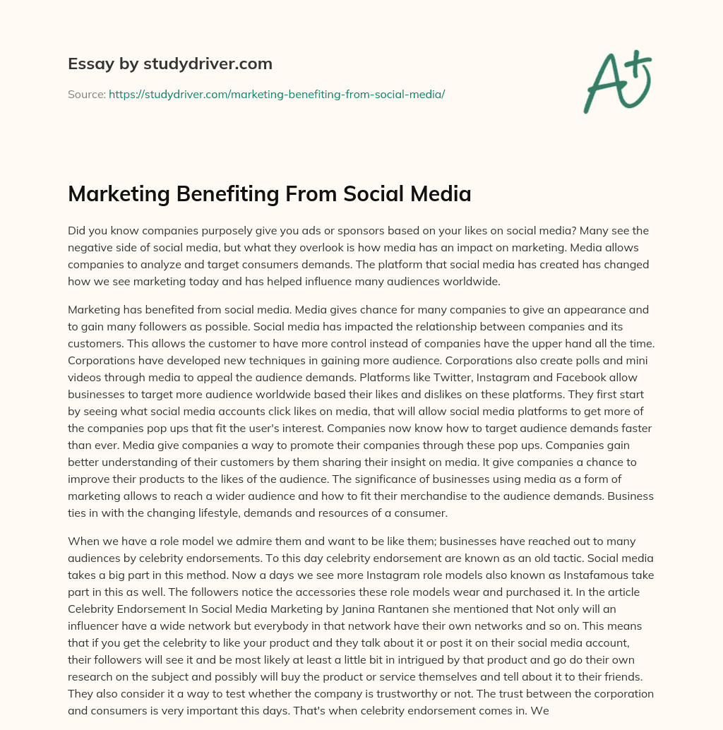 Marketing Benefiting from Social Media essay