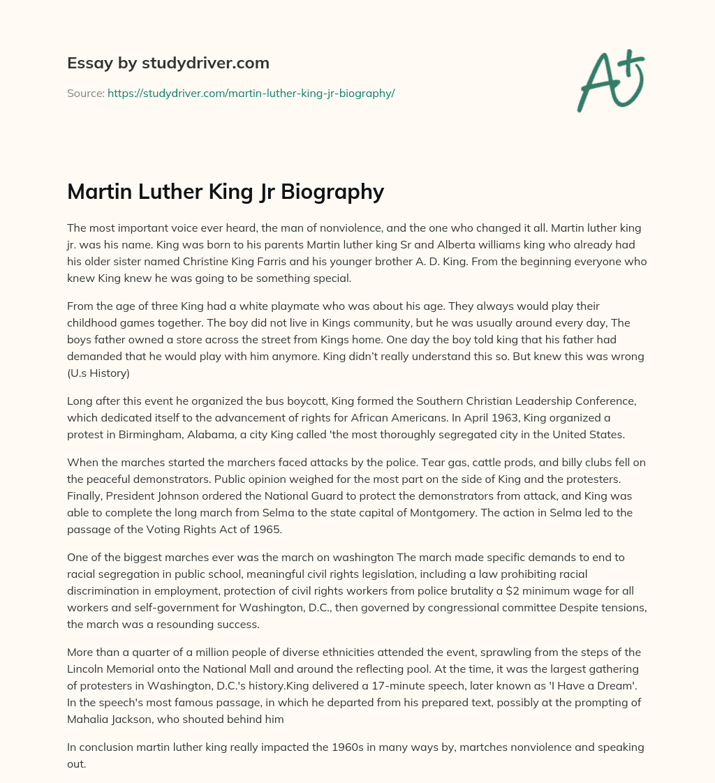Martin Luther King Jr Biography essay