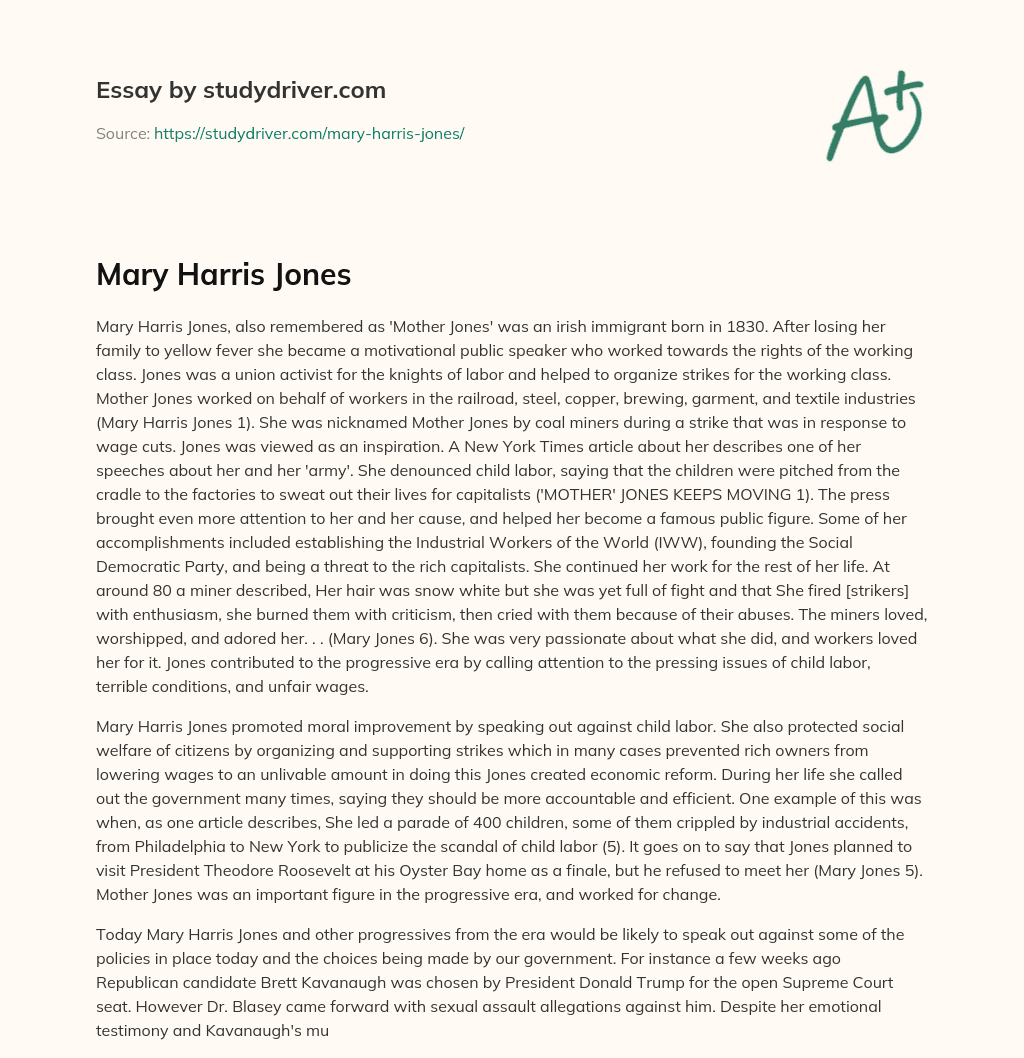 Mary Harris Jones essay