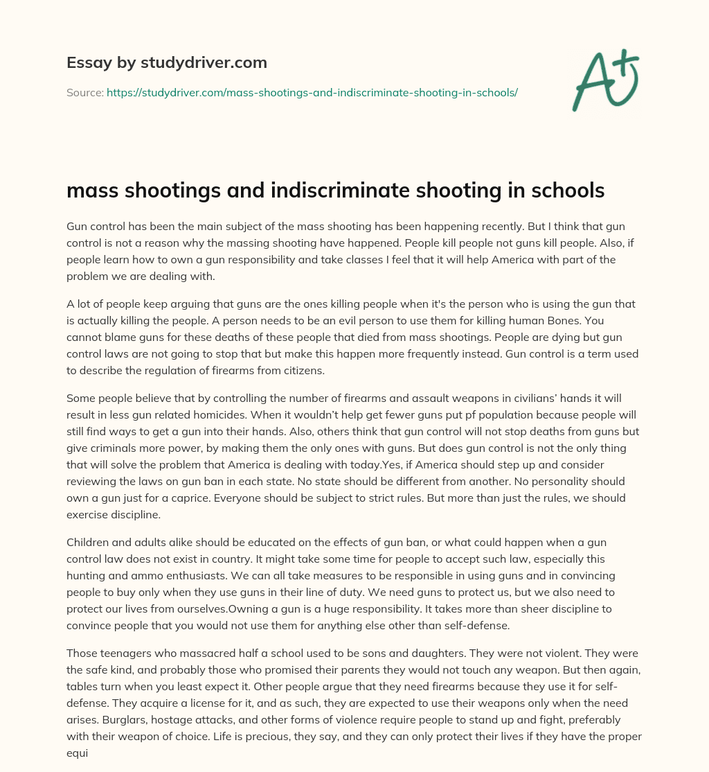 Mass Shootings and Indiscriminate Shooting in Schools essay