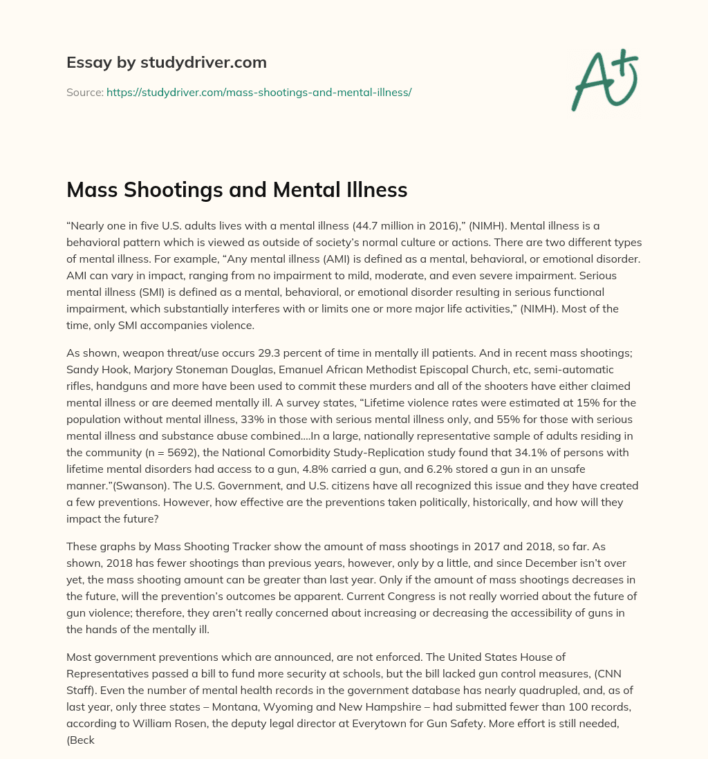 Mass Shootings and Mental Illness  essay
