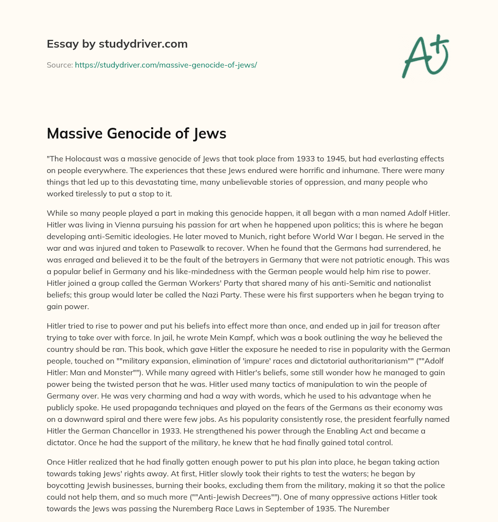 Massive Genocide of Jews essay