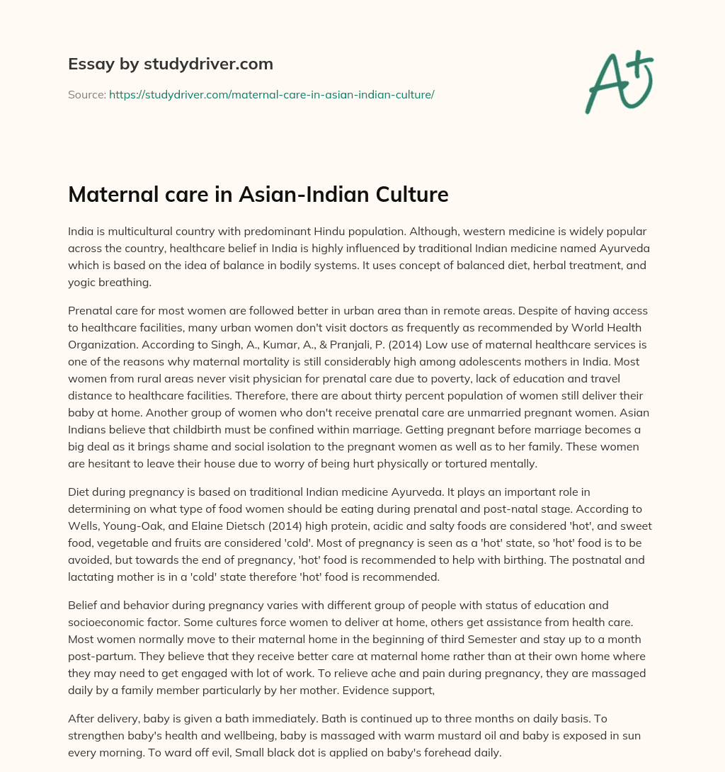 Maternal Care in Asian-Indian Culture essay