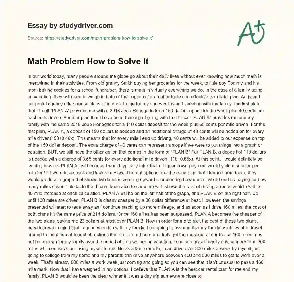 Math Problem how to Solve it essay