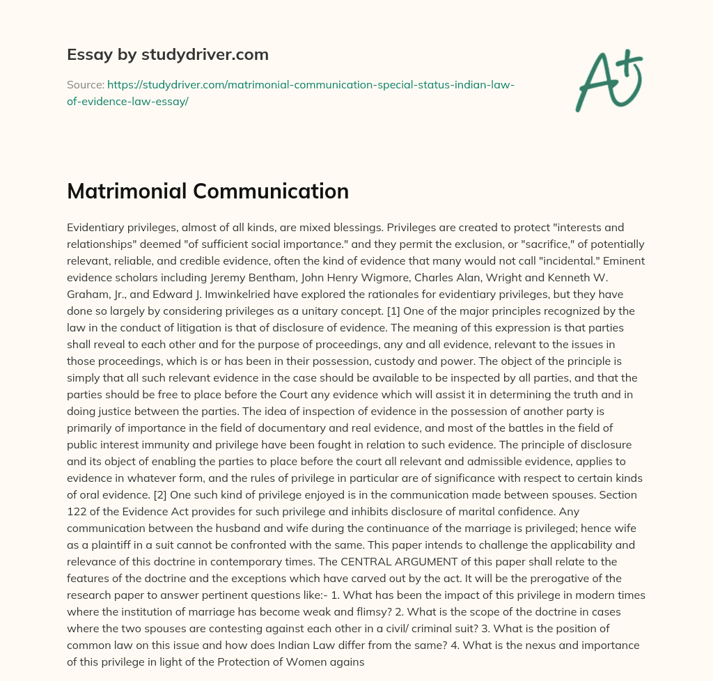 Matrimonial Communication essay